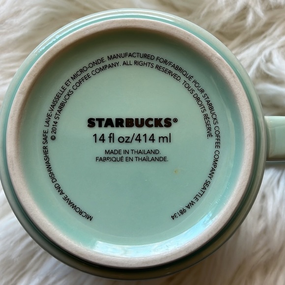 Starbucks Seafoam Green Stackable Mug Ripple Design Etched Logo EUC - Picture 6 of 6